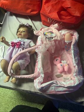 Pink Baby Doll Carrier Set with Plush Pony and Accessories